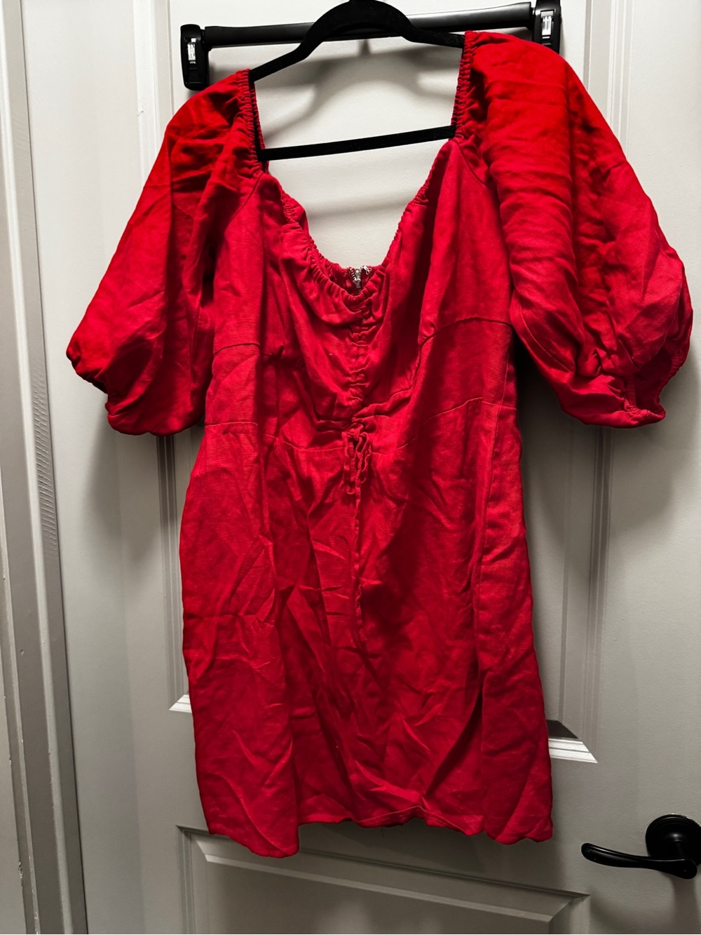 Reformation Red Puff-Sleeve Tunic Top